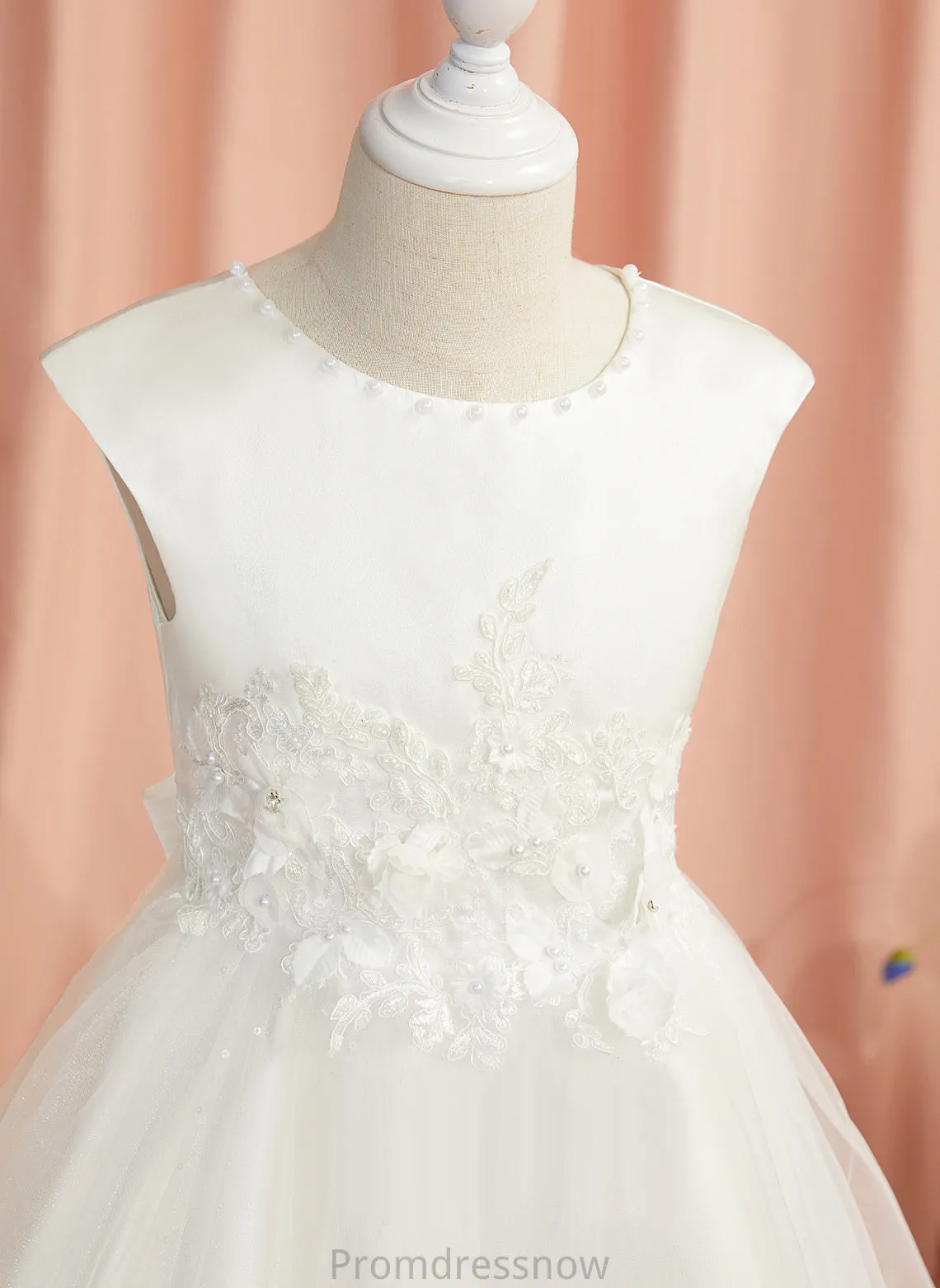 - Sleeveless Dress Flower Scoop Ball-Gown/Princess Lace/Beading/Flower(s) Tea-length Tulle Neck With Flower Girl Dresses Amber Girl