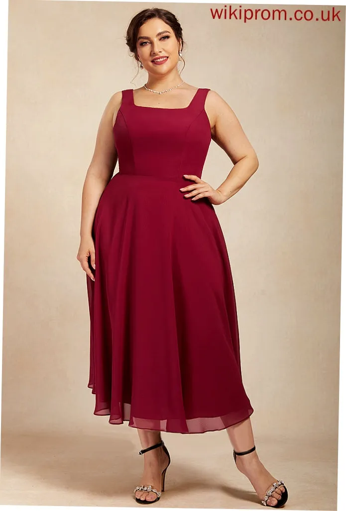 A-Line of Mother the Mother of the Bride Dresses Chiffon Charlotte Dress Scoop Neck Bride Tea-Length