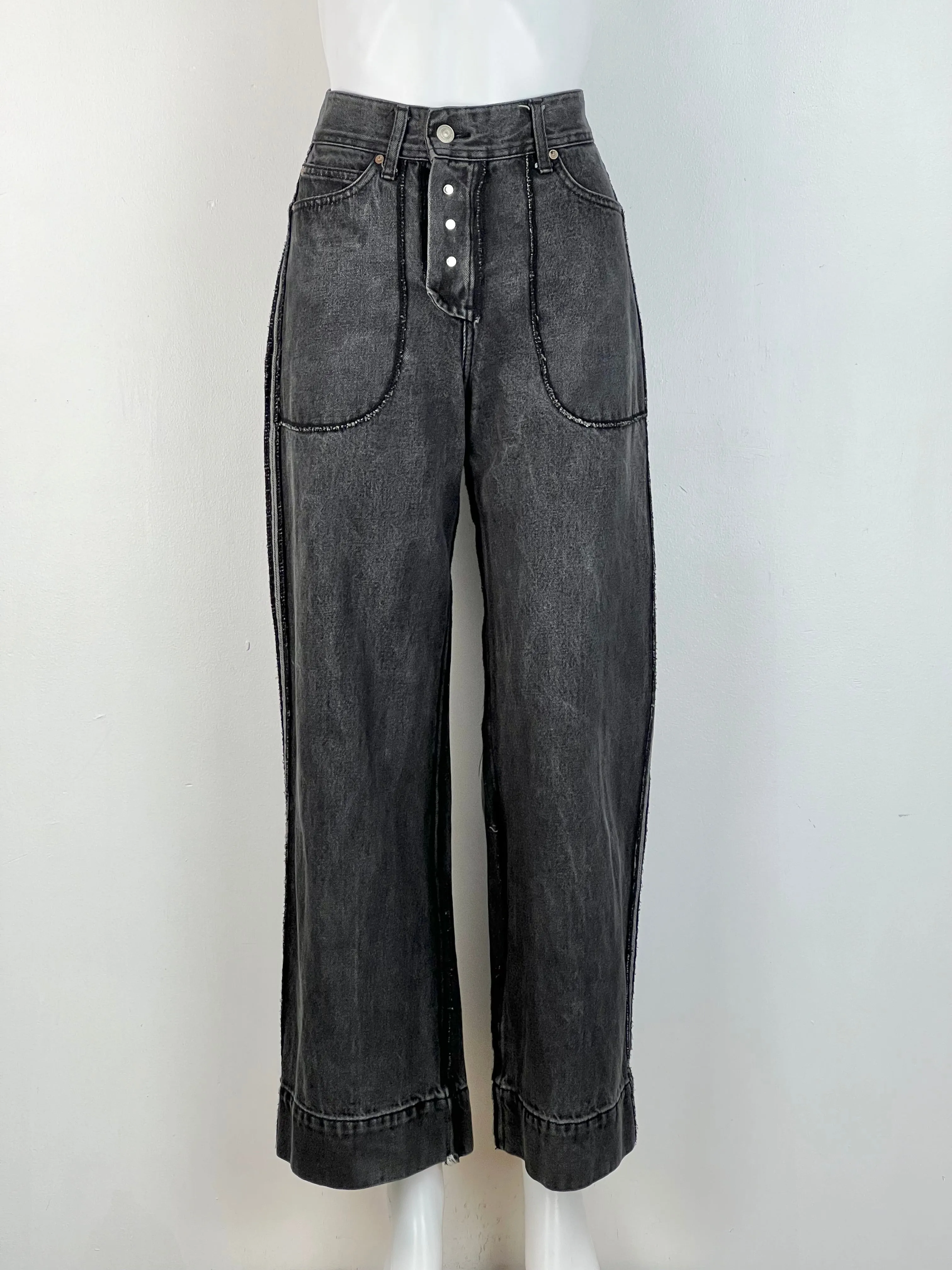 Andersson Bell Washed Black Wide Leg Jeans - AU8