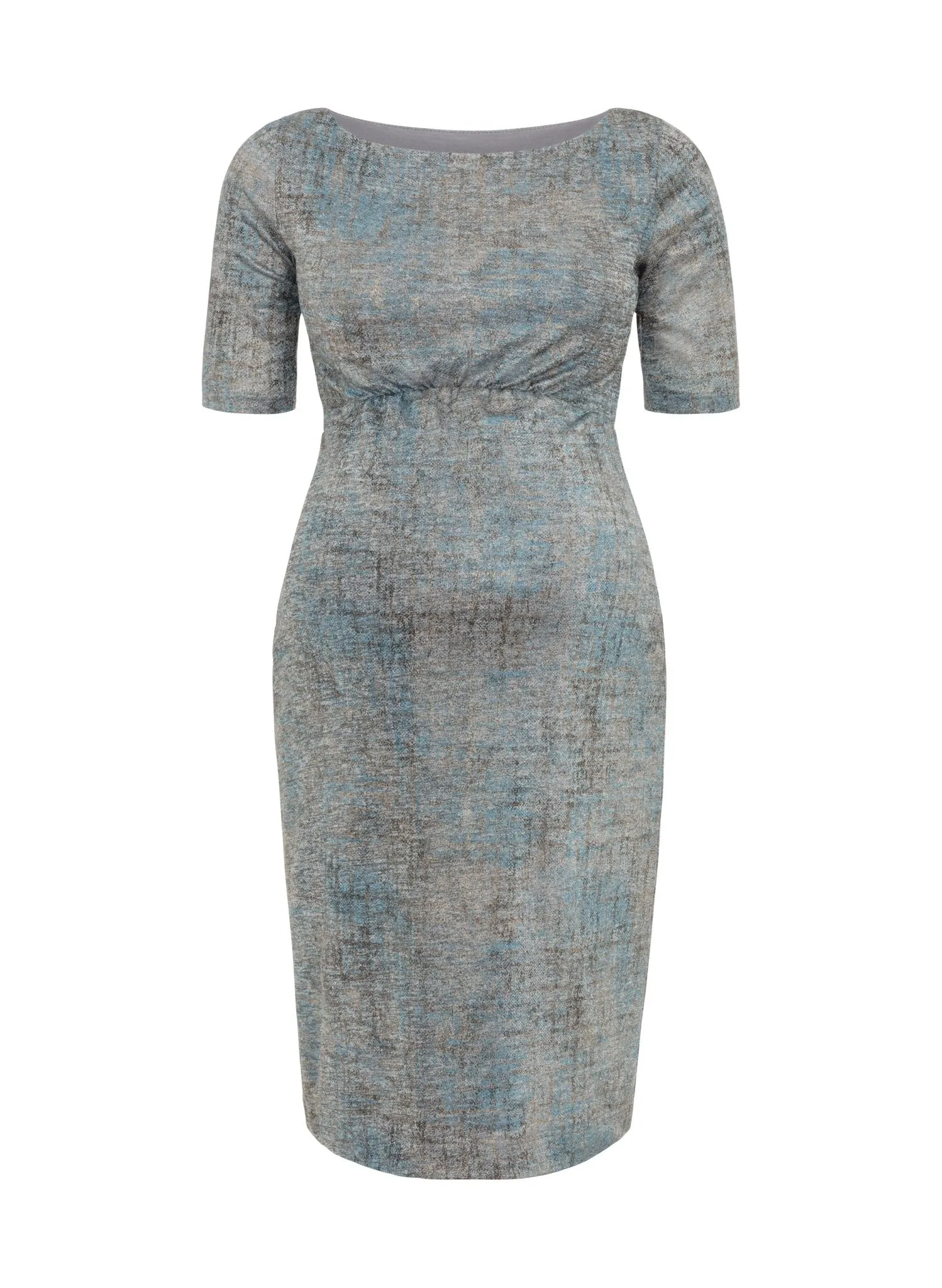 Anna Shift Maternity Dress - Bronze Blue