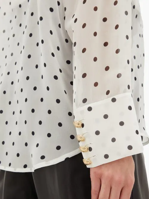 Balmain Polka Dot Silk Blouse