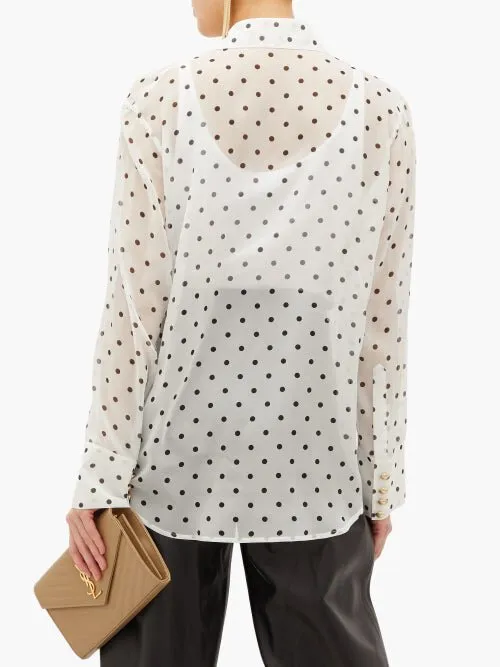 Balmain Polka Dot Silk Blouse