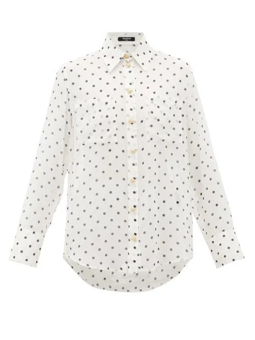 Balmain Polka Dot Silk Blouse