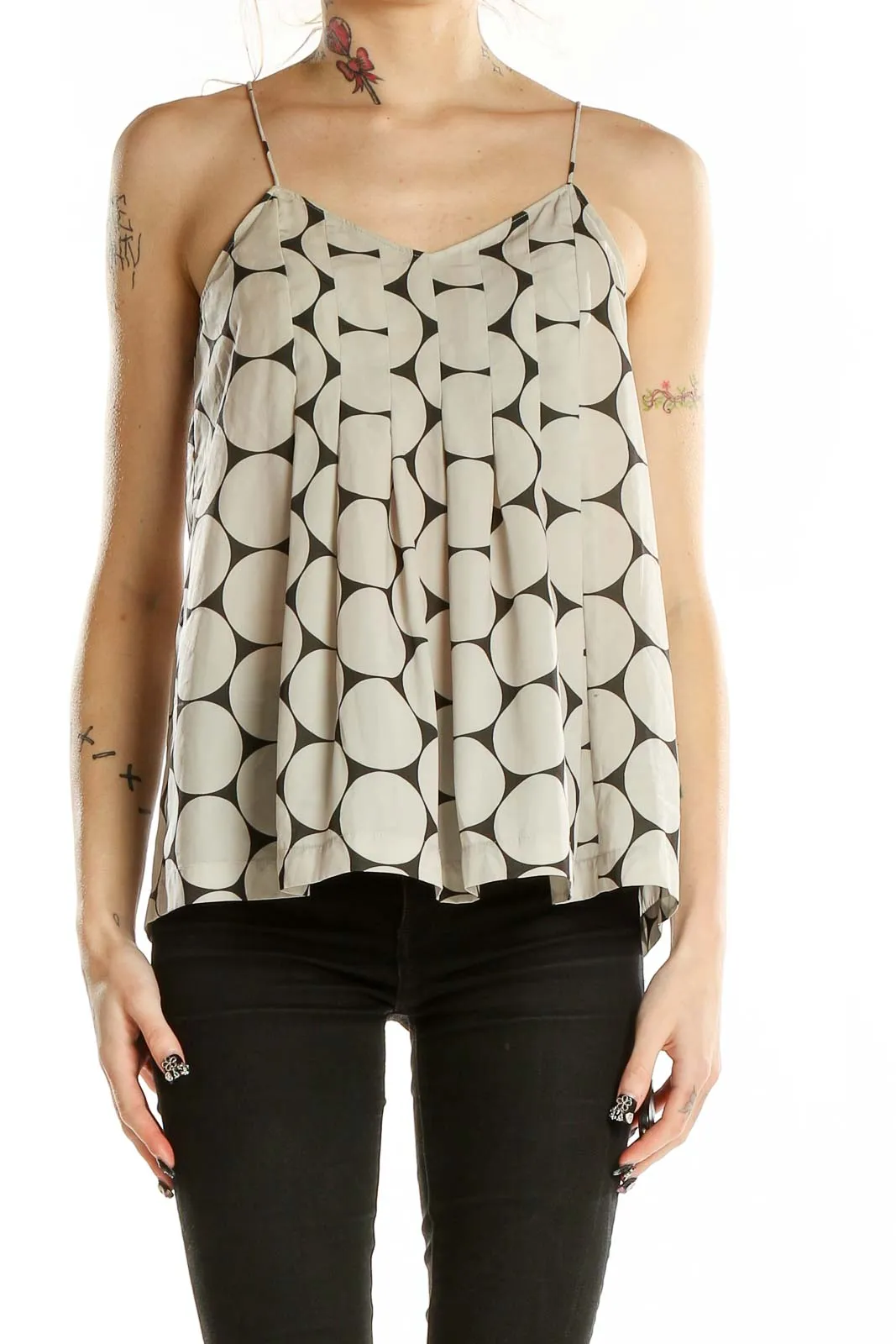 Beige Polka Dot Camisole Top