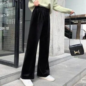 Black Sparkle Wide Leg High Waist Straight Casual Korean Loose All-Matching Drape Long Pants Women Pants