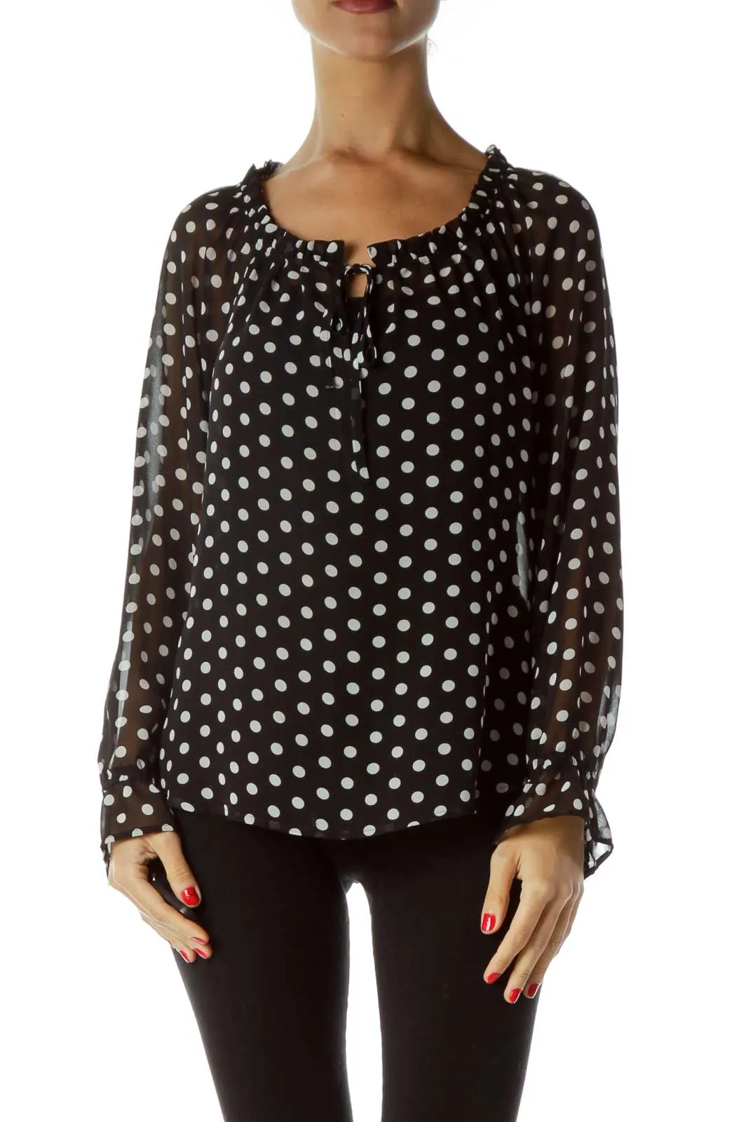 Black White Polka-Dot Blouse