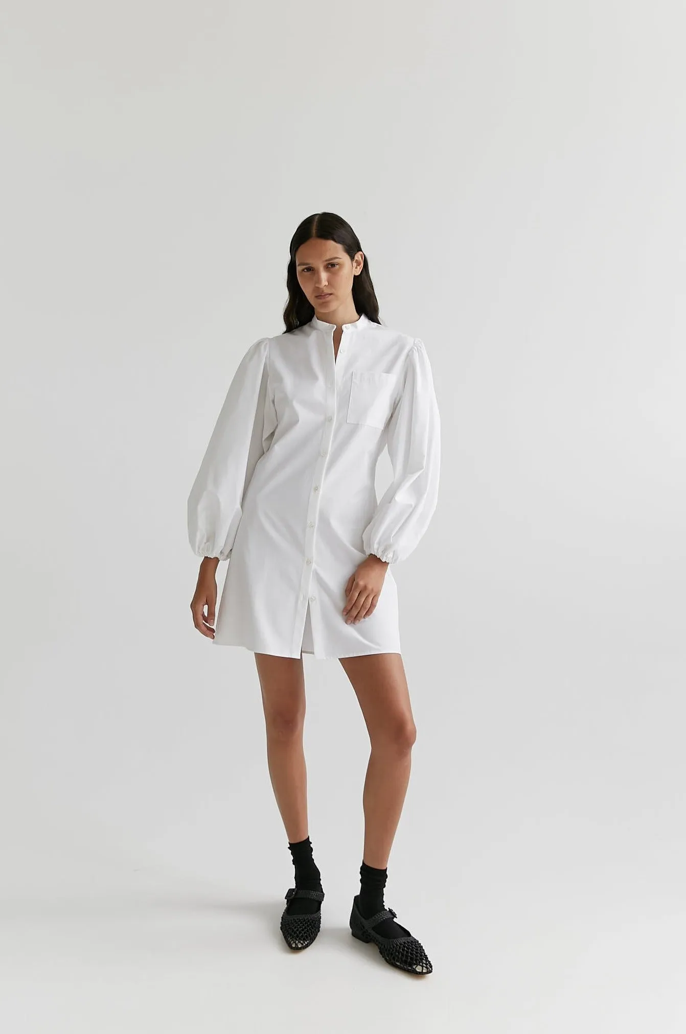 Button-Up Dress White