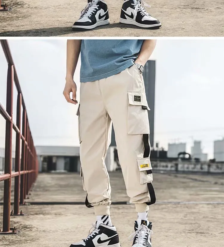 Cargo Pants Men Summer Thin Plus Size Sporty Korean Trendy Loose Jogger Casual Pants