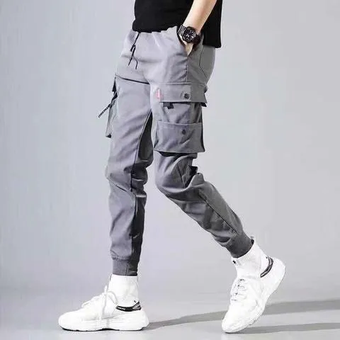 Cargo Pants Men Summer Thin Plus Size Sporty Korean Trendy Loose Jogger Casual Pants