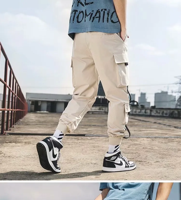 Cargo Pants Men Summer Thin Plus Size Sporty Korean Trendy Loose Jogger Casual Pants