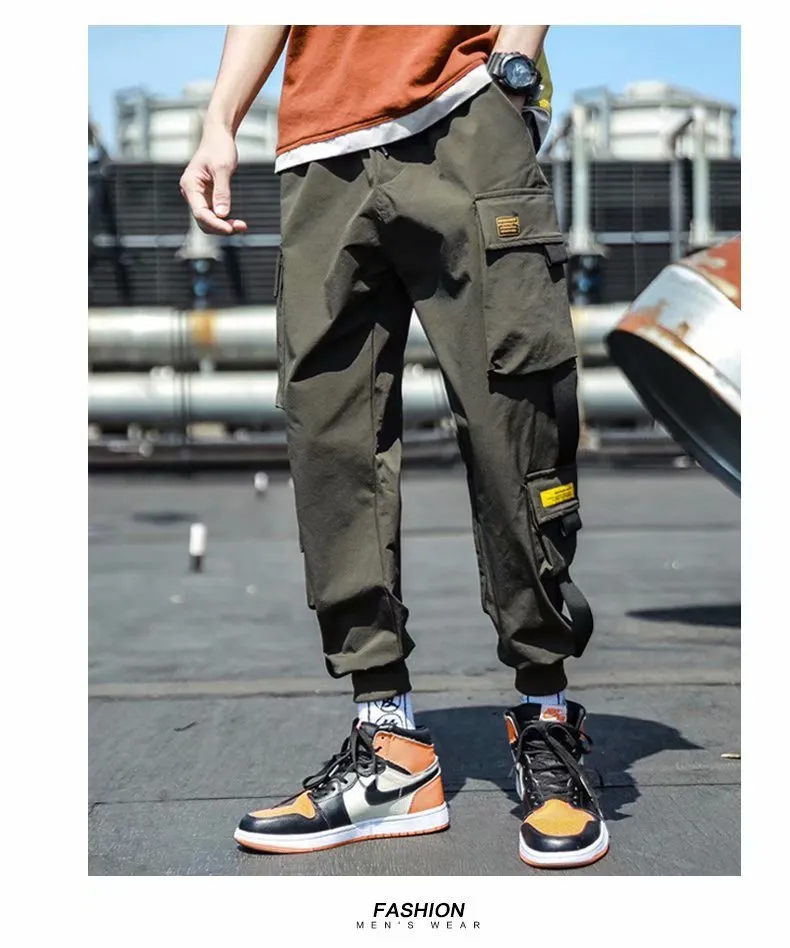 Cargo Pants Men Summer Thin Plus Size Sporty Korean Trendy Loose Jogger Casual Pants