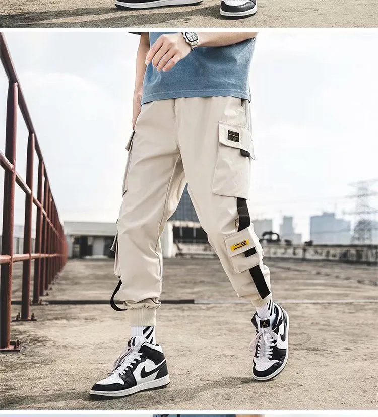 Cargo Pants Men Summer Thin Plus Size Sporty Korean Trendy Loose Jogger Casual Pants