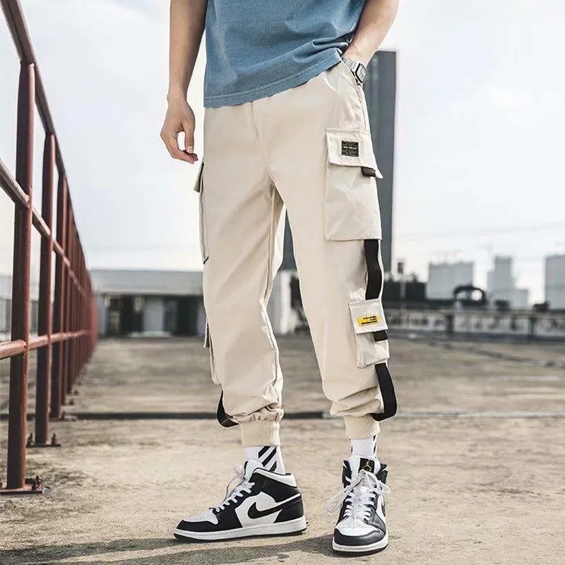 Cargo Pants Men Summer Thin Plus Size Sporty Korean Trendy Loose Jogger Casual Pants