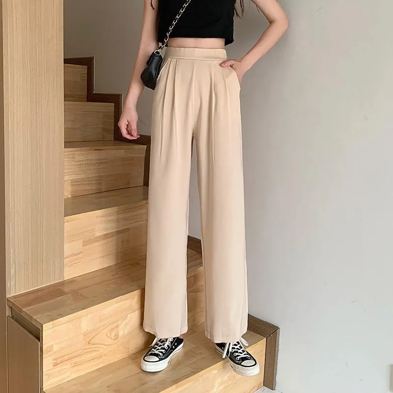 Casual Pants Women Summer Loose Drape High Waist Straight Wide Leg All-Matching Suit Long Hot