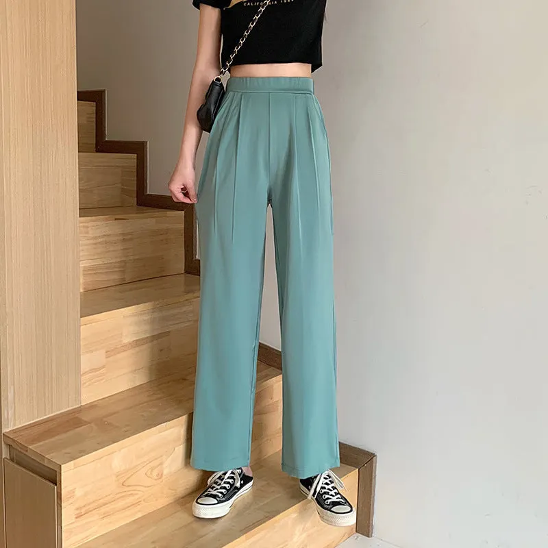 Casual Pants Women Summer Loose Drape High Waist Straight Wide Leg All-Matching Suit Long Hot