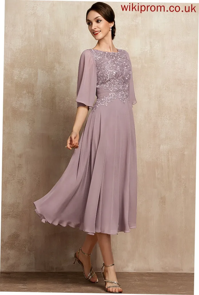 Cocktail Dresses Dress Lace Scoop Gloria A-Line Neck Cocktail Chiffon Tea-Length