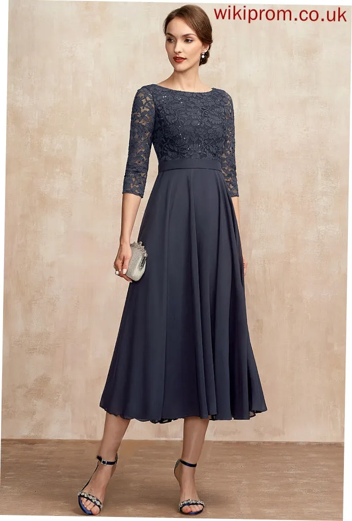 Cocktail Dresses Sequins Chiffon With Tea-Length Dress Sophia Scoop A-Line Neck Lace Cocktail