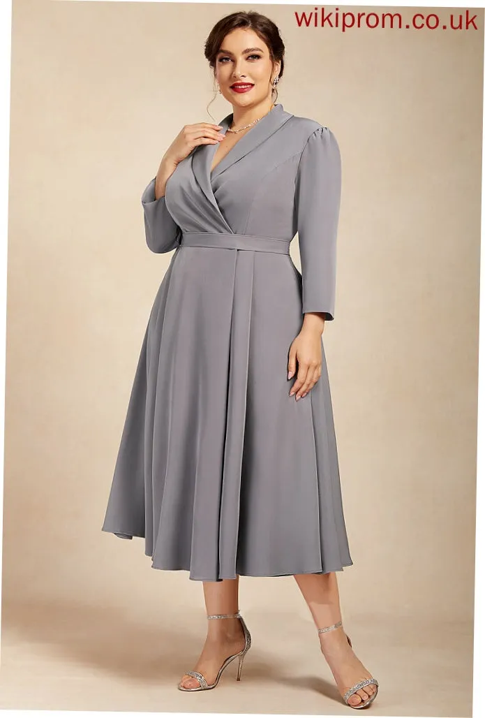 Cocktail V-neck A-Line Dress Stretch Tea-Length Valeria Crepe Cocktail Dresses