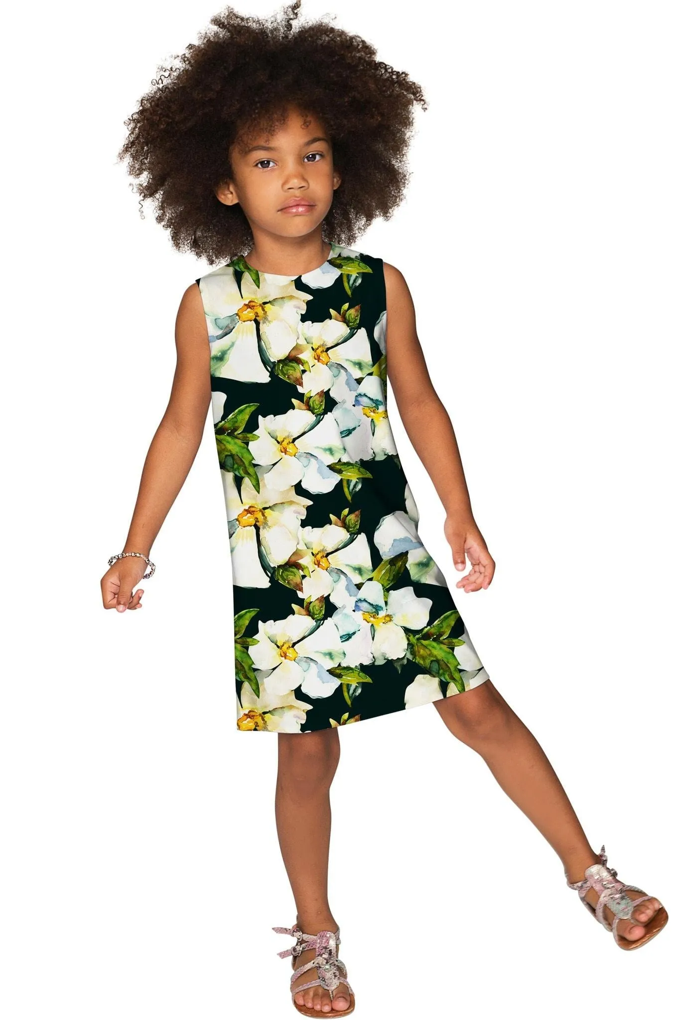 Date Night Adele Elegant Floral Party Shift Dress - Girls