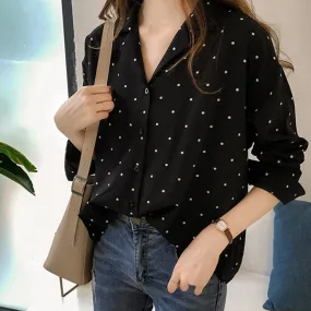 DressBetty - Polka Dot Blouse Women Shirt Long Sleeve Blouse Korean Female Tops Tunic Clothing Asian Size