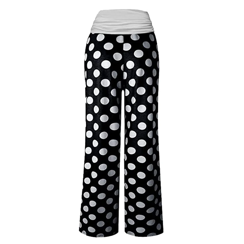 Europe Home Women Spliced Yoga Pants Loose Casual Wide Leg Long Pants