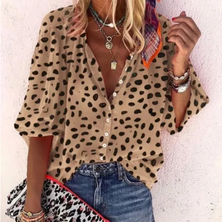 Fashion Irregular Polka Dot Print Cardigan Top