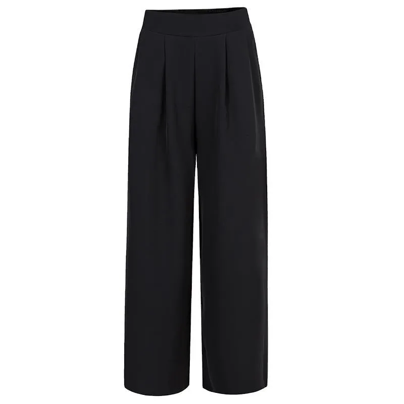 Floor Length Pants Women Summer High Waist Slim-Look Drape Loose Casual Straight Ankle-Length Wide Leg Pants