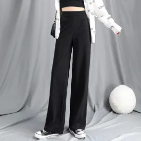 Floor Length Pants Women Summer High Waist Slim-Look Drape Loose Casual Straight Ankle-Length Wide Leg Pants