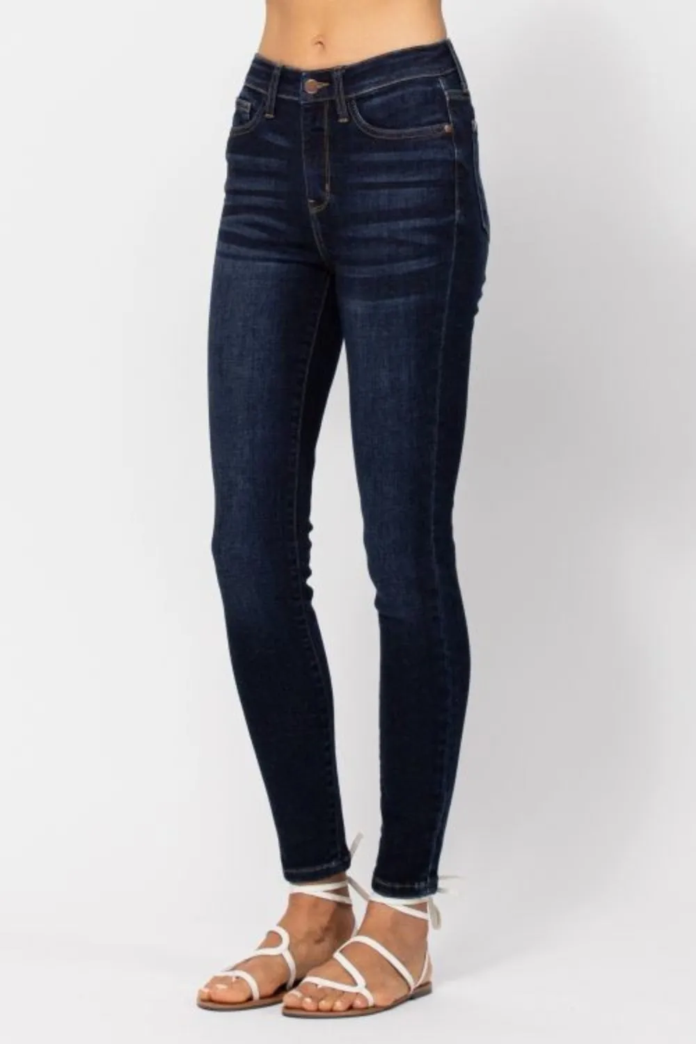 Full Size High Waist Handsand Skinny Jeans