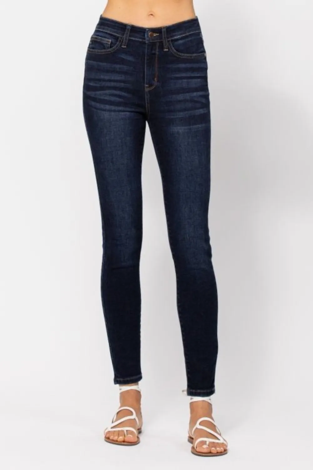 Full Size High Waist Handsand Skinny Jeans