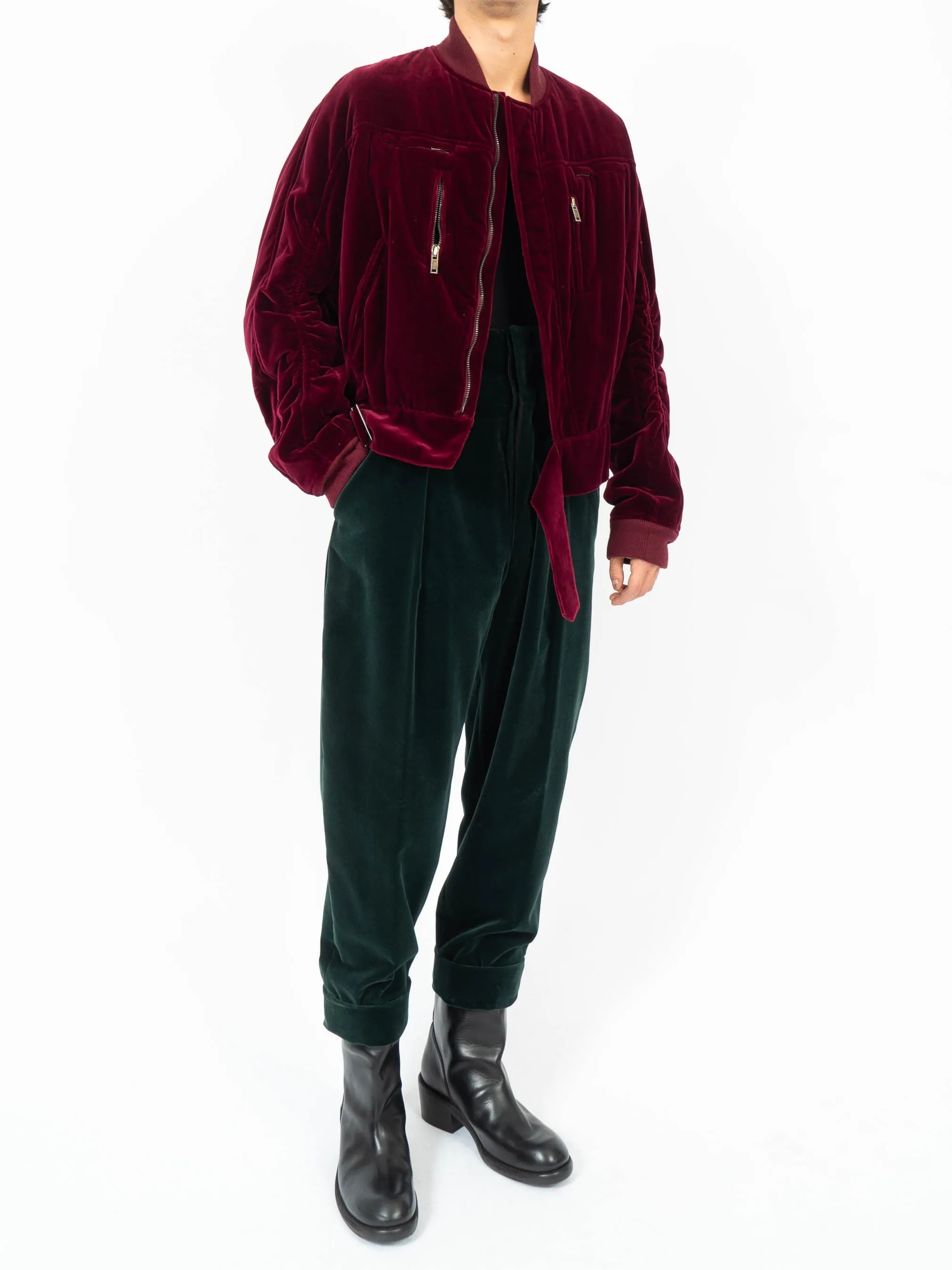 FW15 Biker Bomber in Burgundy Velvet