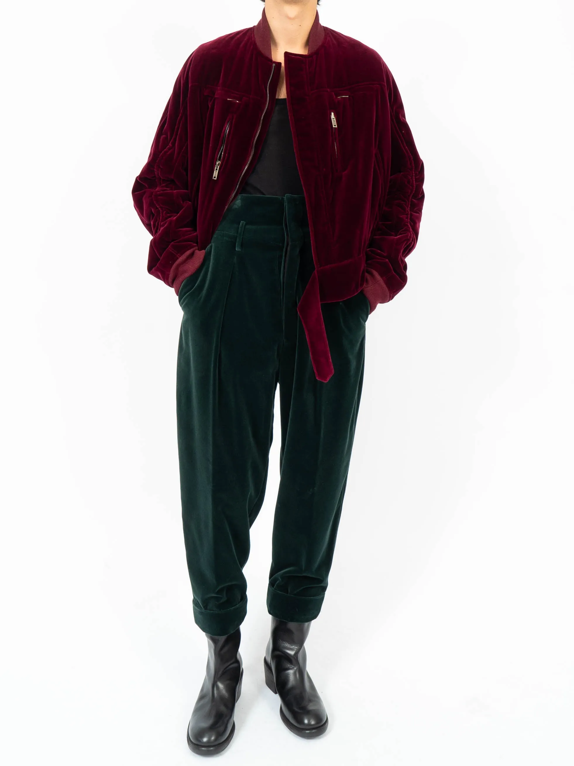 FW15 Biker Bomber in Burgundy Velvet