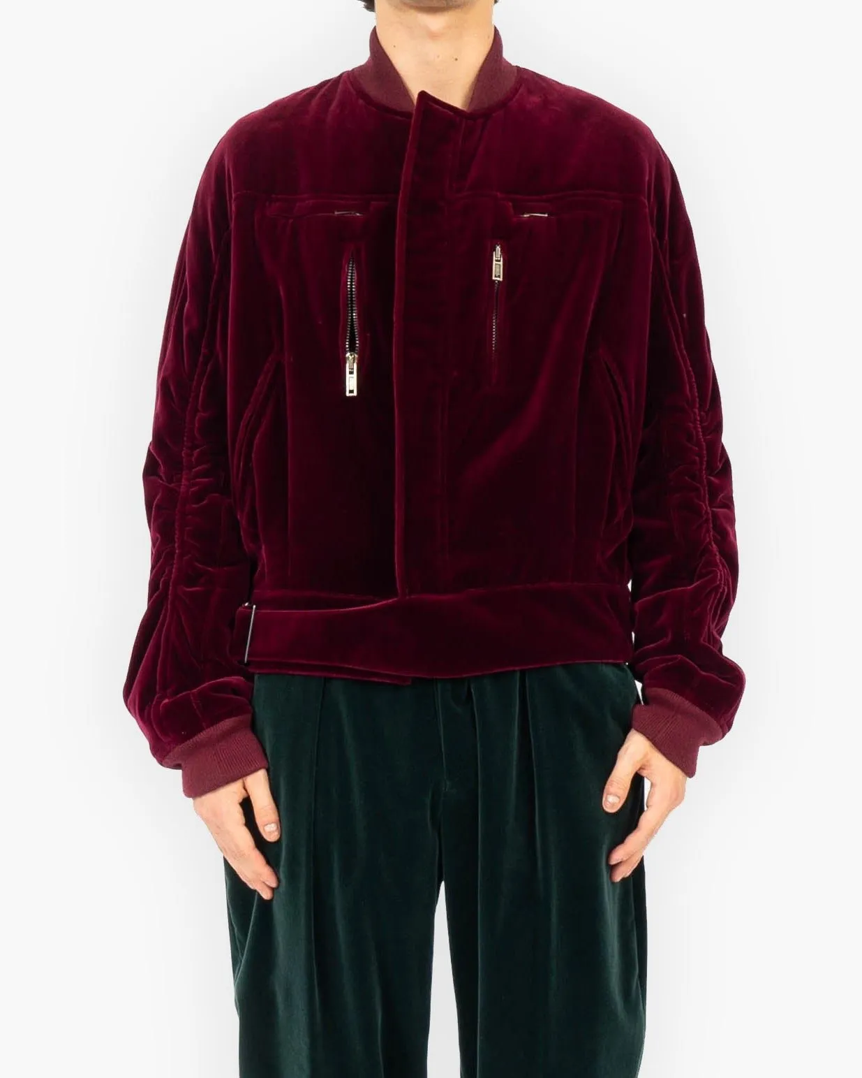 FW15 Biker Bomber in Burgundy Velvet