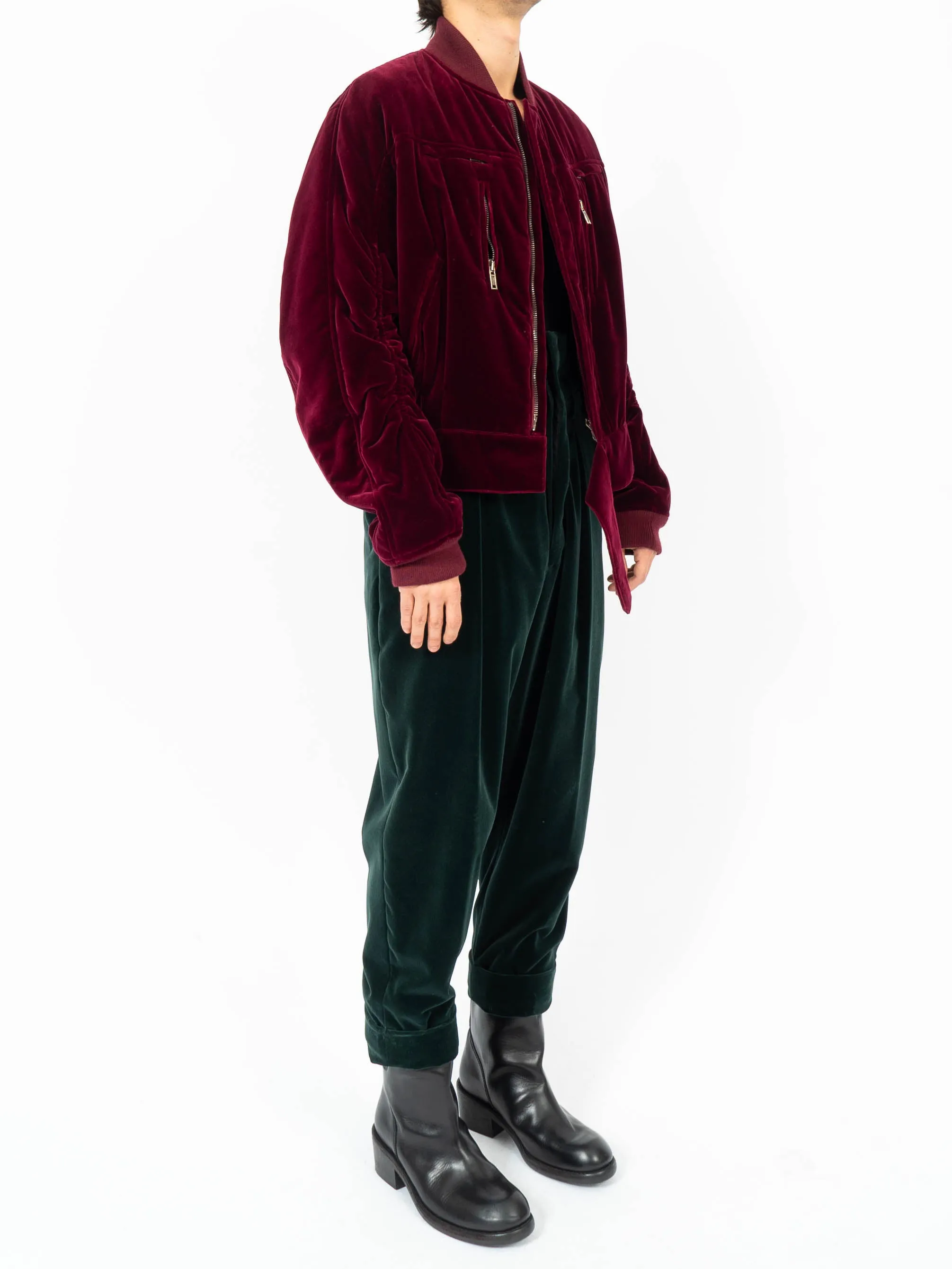 FW15 Biker Bomber in Burgundy Velvet