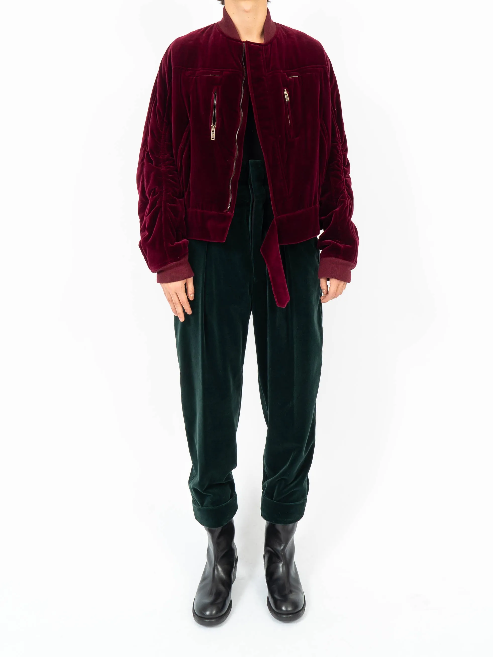 FW15 Biker Bomber in Burgundy Velvet