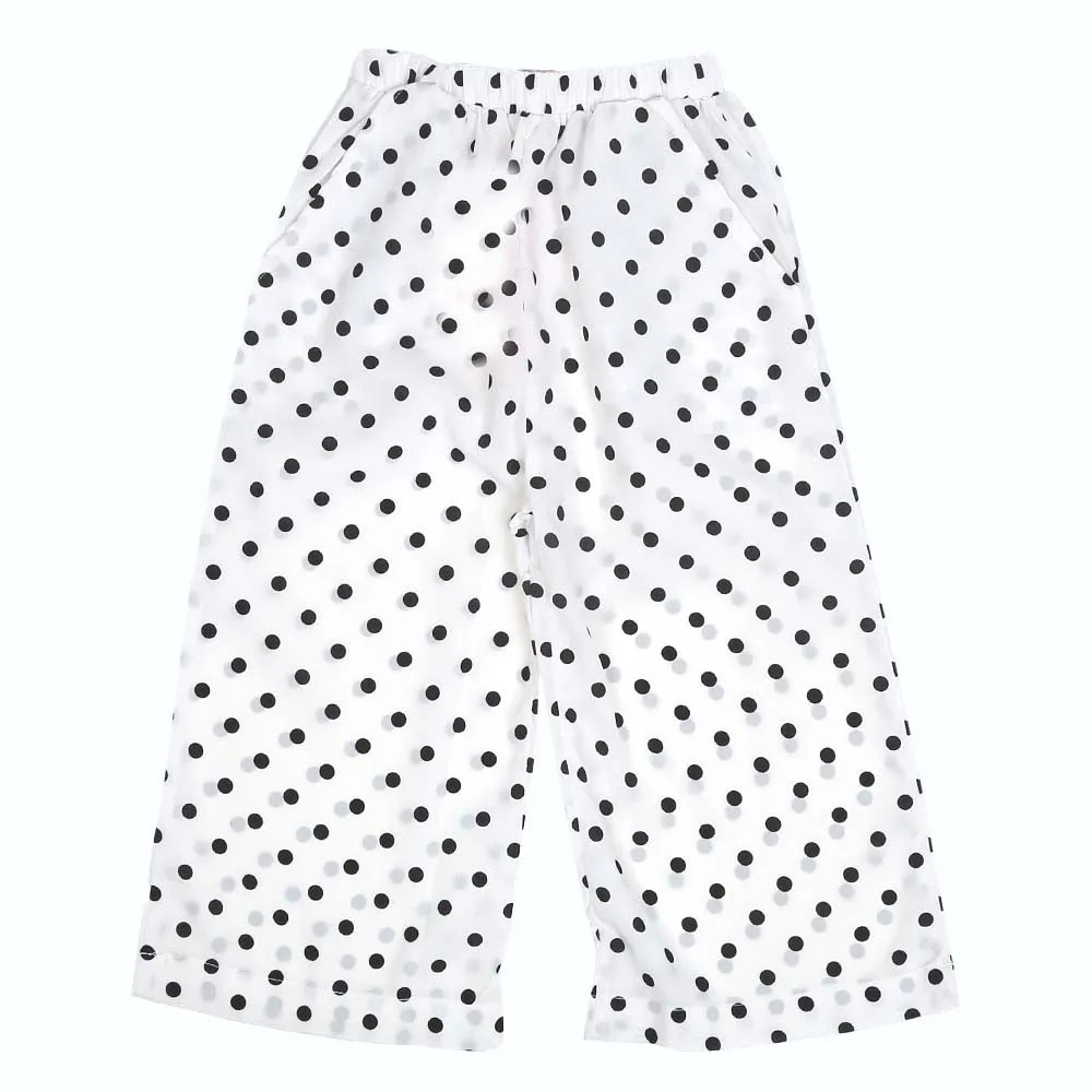 Girls Culottes Black Dots - White