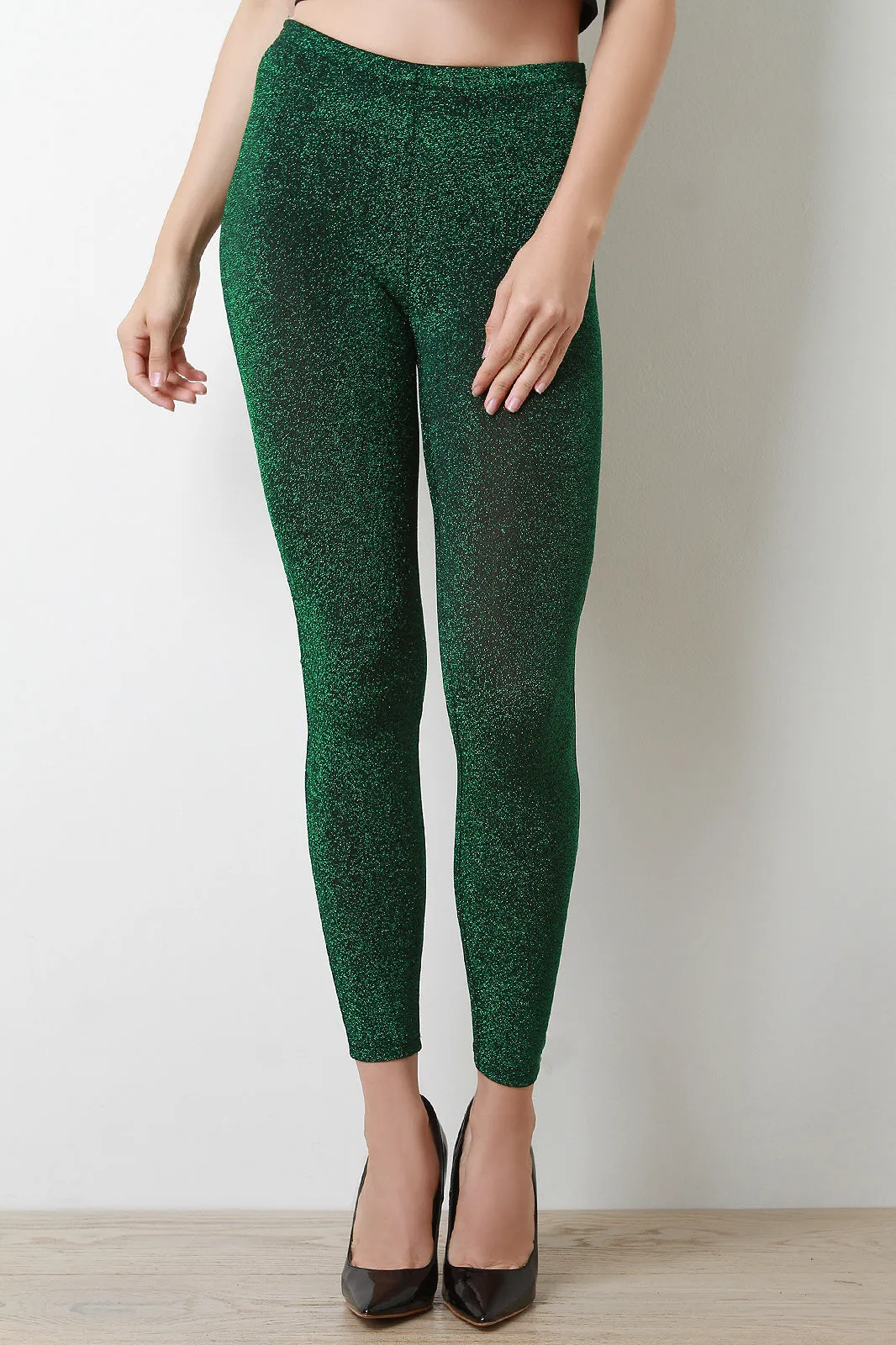 Glitter Knit High Waisted Leggings