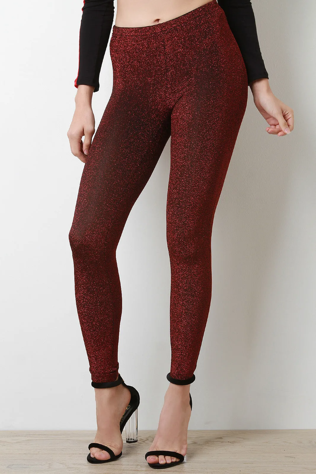 Glitter Knit High Waisted Leggings