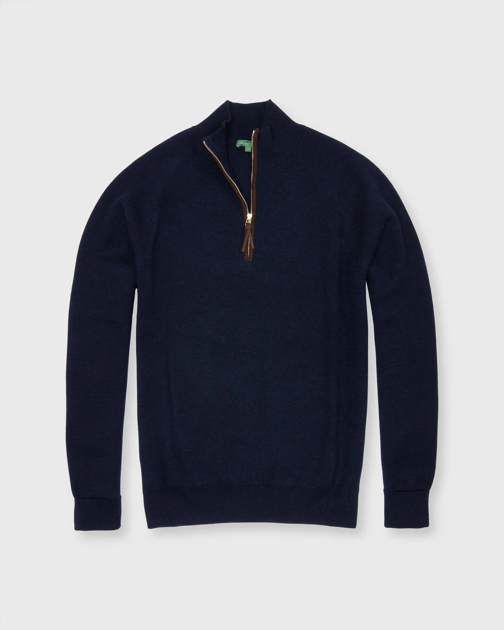 Half-Zip Milano-Stitch Sweater in Navy Extra Fine Merino