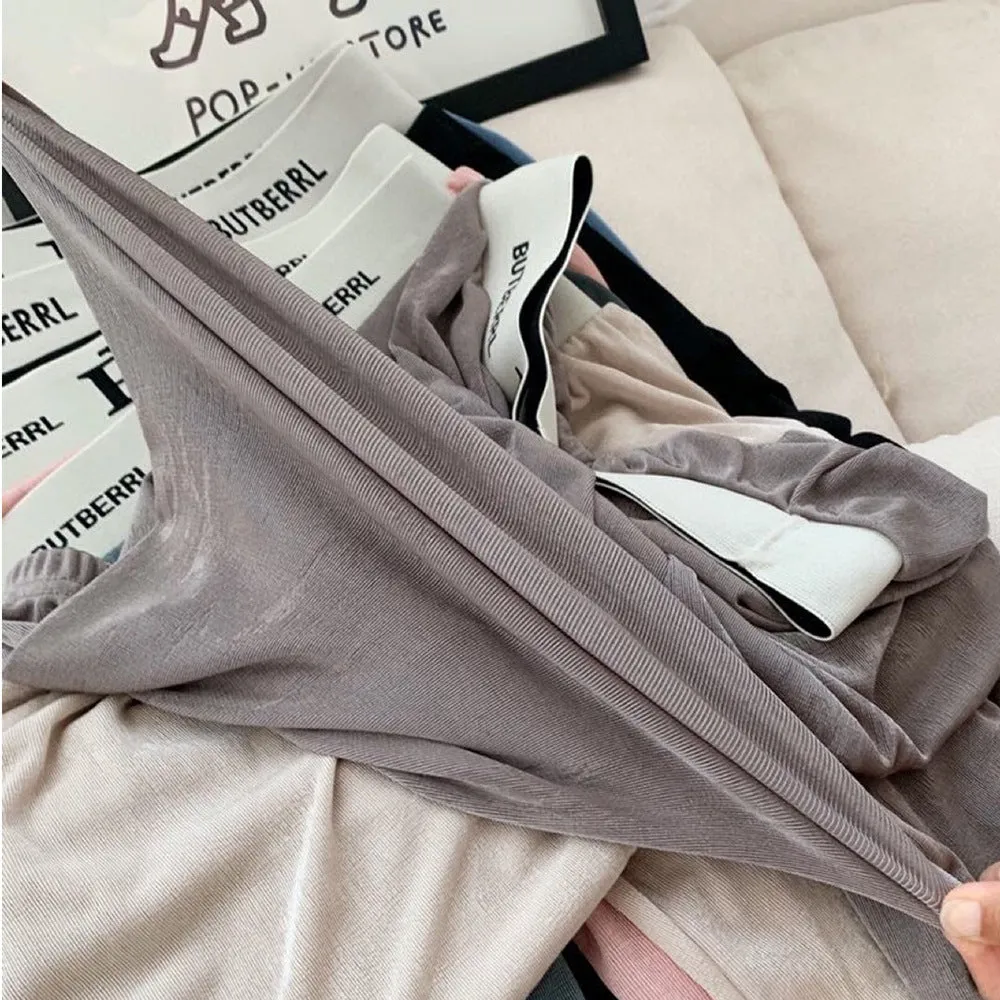 High Waist Slim-Look Wide Leg Women Popular Ice Silk Pleated Floor Length Loose Drape Casual Pants