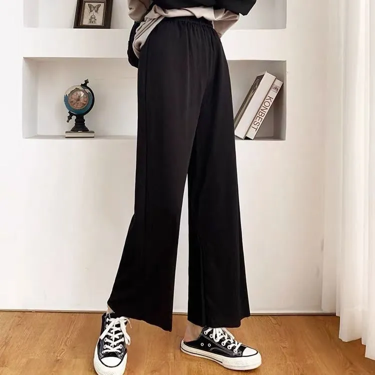 High Waist Straight Pants Culottes Women Korean Loose Wide Leg Ankle-Length All-Matching Casual Pants