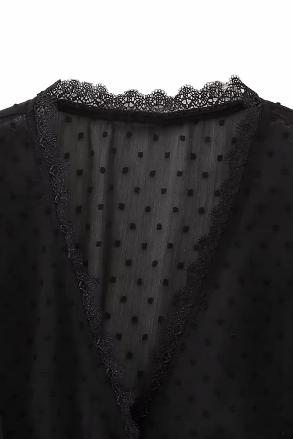 'Hilda' V-Neck Polka Dot Sheer Blouse Top