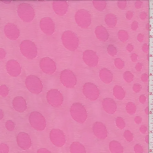 Hot Pink Polka Dot Jacquard Chiffon Fabric