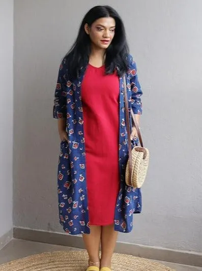 Indigo and Red Set of Two Dresses