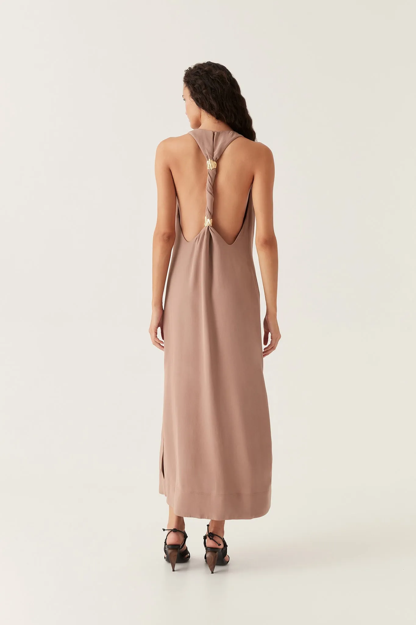 Intrigue Twist Back Midi Dress