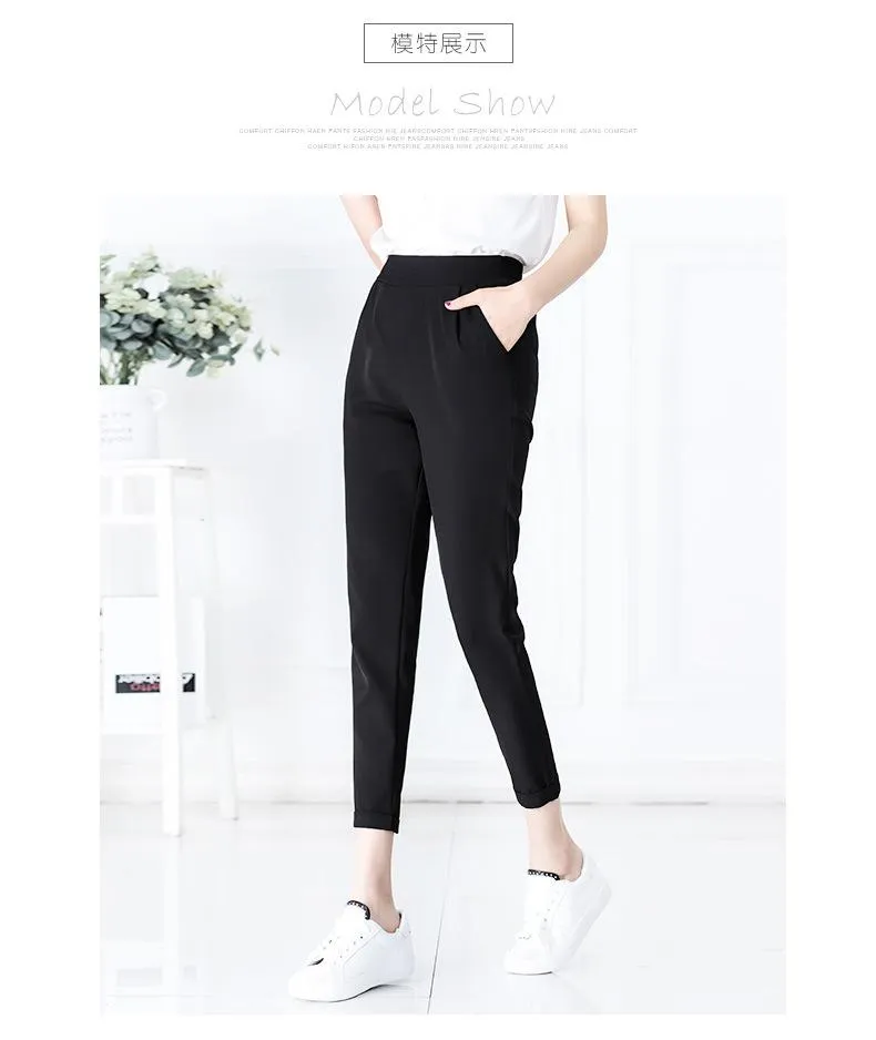 Korean All-Matching Student Ankle-Length Suits Casual Carrot Wide Leg Women Pants