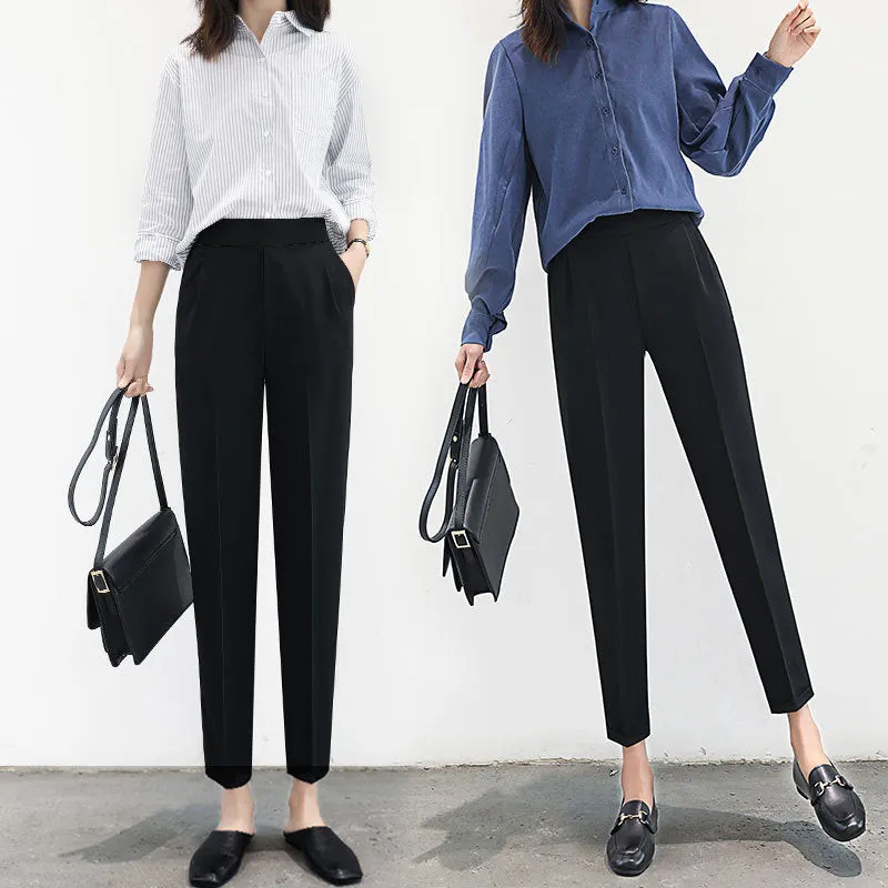 Korean All-Matching Student Ankle-Length Suits Casual Carrot Wide Leg Women Pants