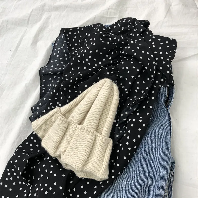 [Korean Style] Kaith V-neckline Poka Dot Blouses