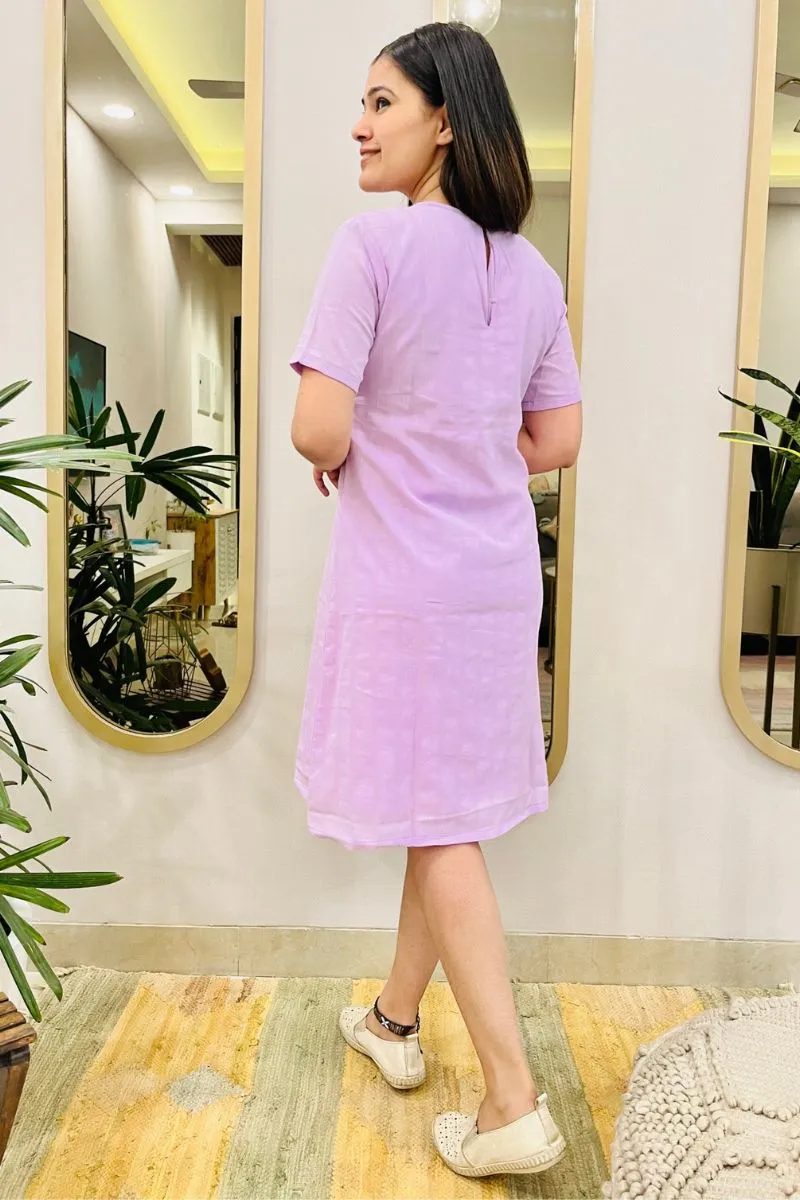 Lavender Embroidered Shift Dress