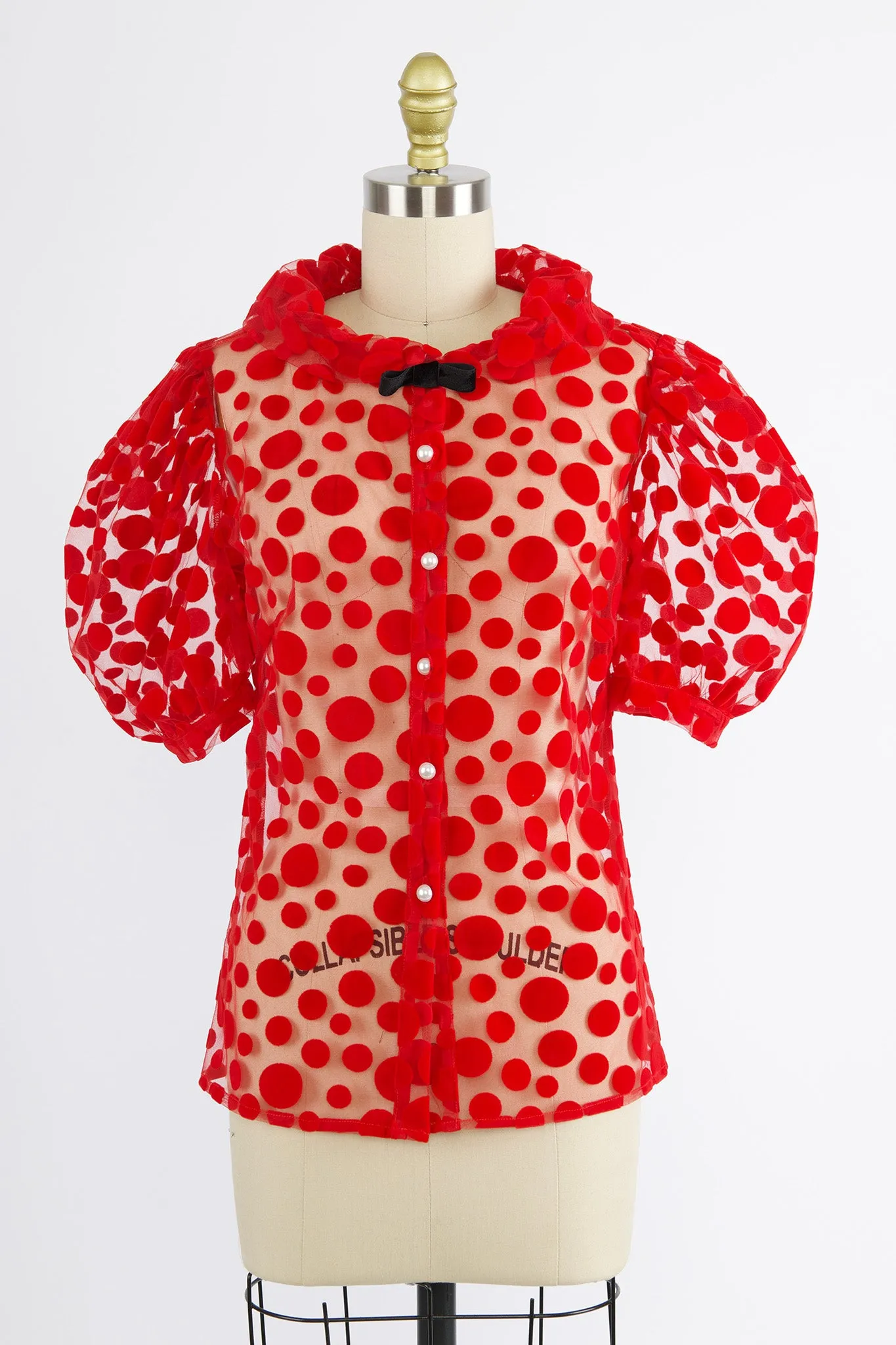 Lou Blouse in Red Flocked Dots